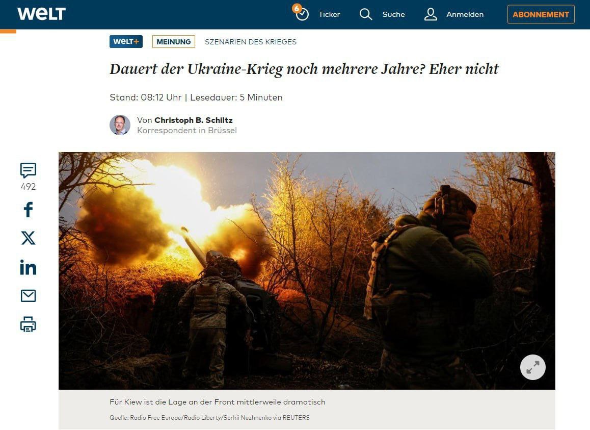 Die Welt, píše: Existuje veľké riziko, že ruské jednotky prerazia hlboko na Ukrajinu