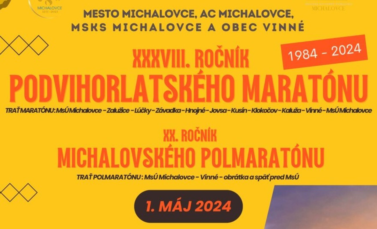 Blíži sa Podvihorlatský maratón v Michalovciach
